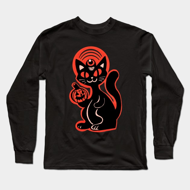 Halloween Cat Long Sleeve T-Shirt by edbot5000